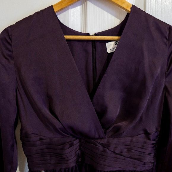 Dark Purple Orchid Floral Wrap Dress - Picture 4 of 7